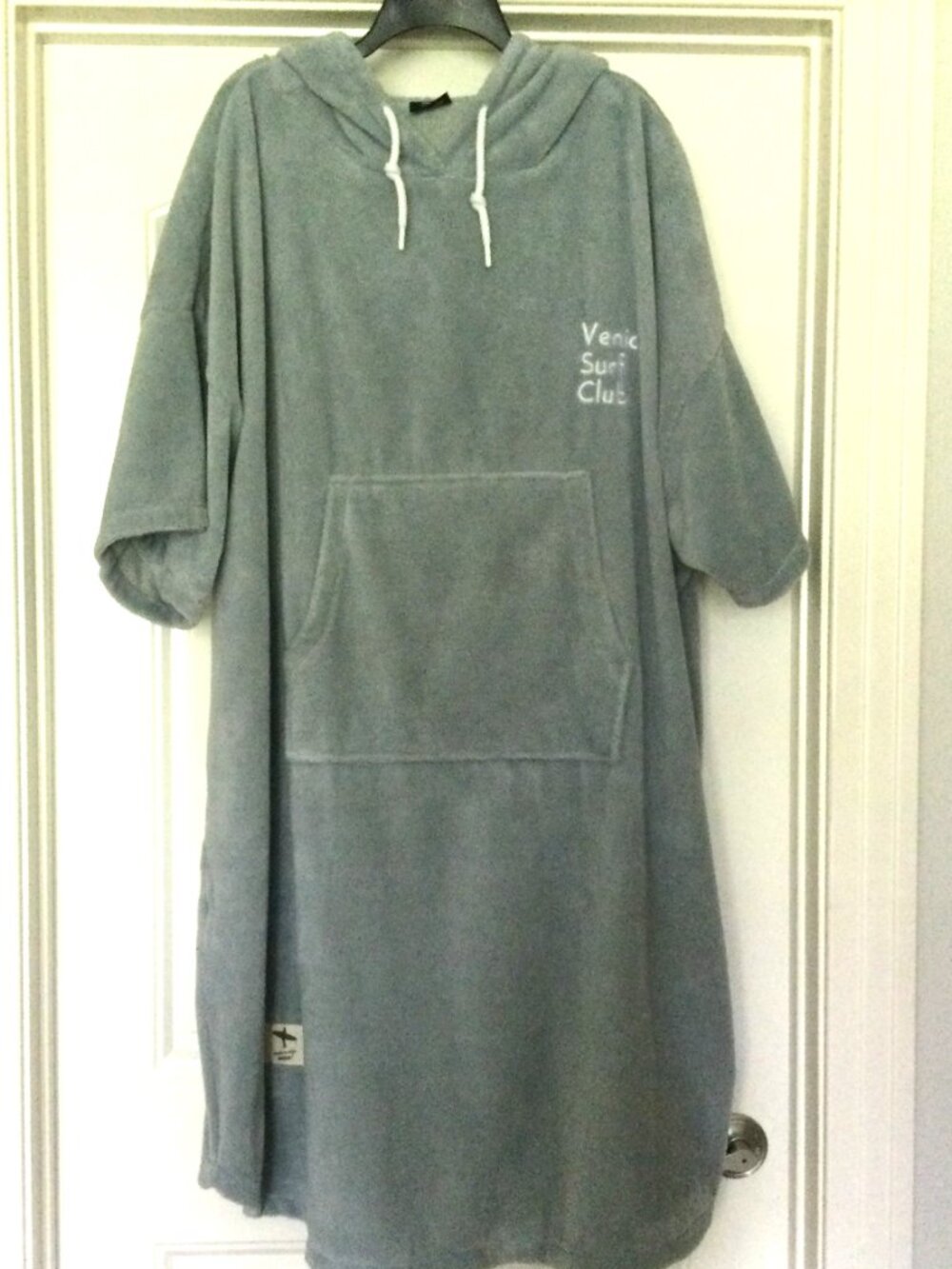 Venice Surf Club Cotton Surf Poncho Hooded Robe OS Silver Gray Turkish - Picture 3 of 6